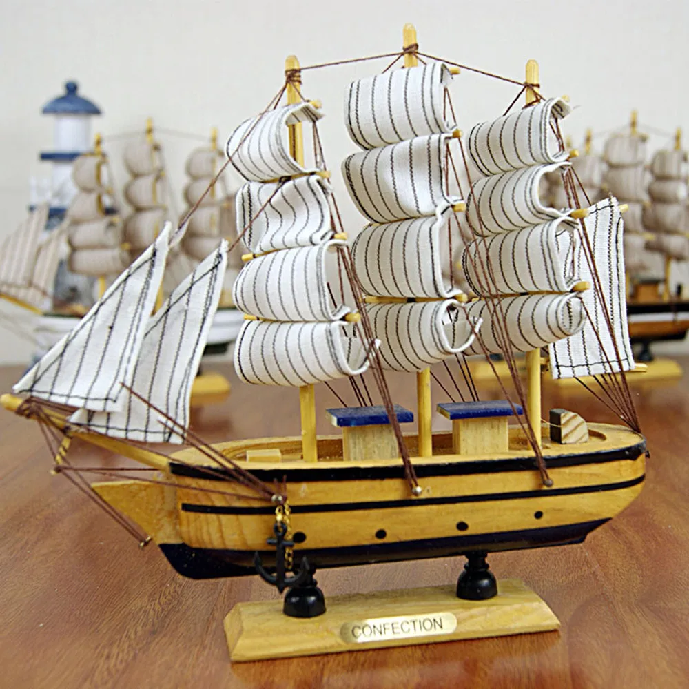 

20cm Wooden Sailing Boat Smooth Sailing Home Furnishings Crafts Friends Birthday Gift