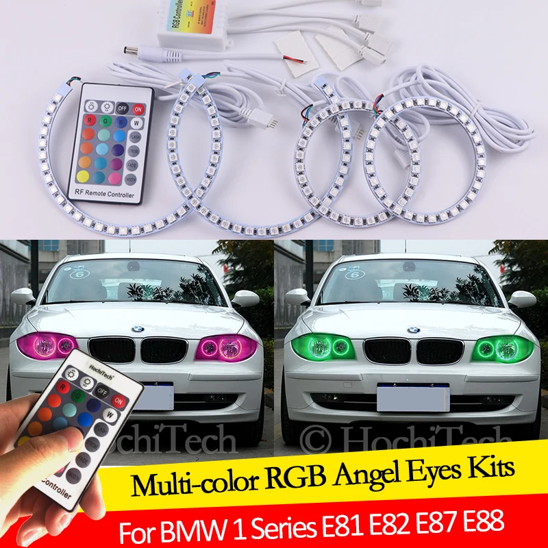 For BMW 1 Series E81 E82 E87 E88 Halogen Headlight 16 colors RGB Angel Eyes LED Halo Rings RF Wireless Control DRL | Автомобили и