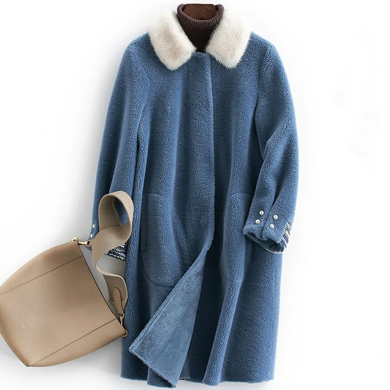 Шуба из натурального меха норки с воротником куртка 100% шерсти осенне-зимнее