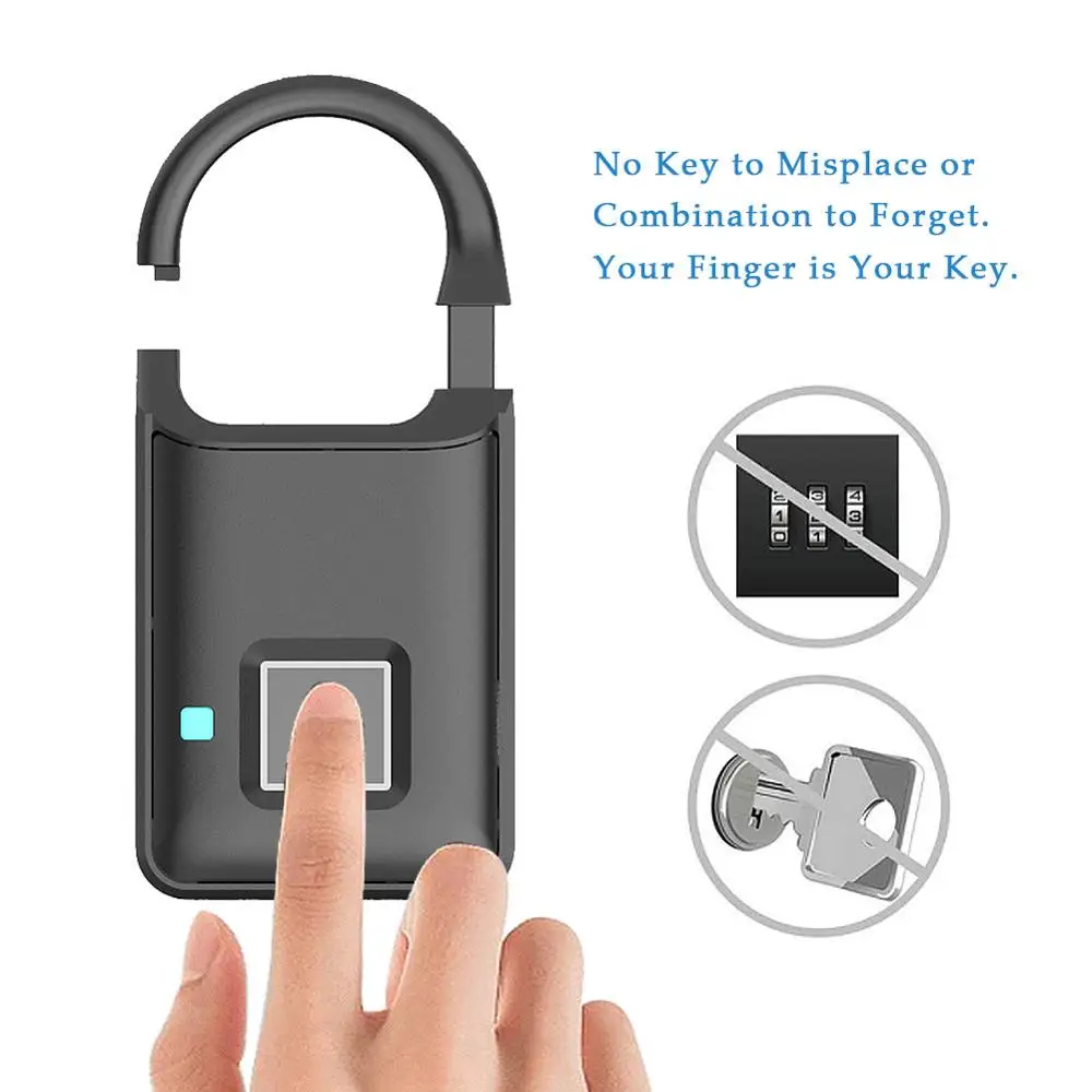 Безопасность Keyless USB Перезаряжаемый дверной замок с идентификацией через отпечатки пальцев отпечаток пальца Смарт Быстрый разблокировка цинковый сплав металлический электронный замок
