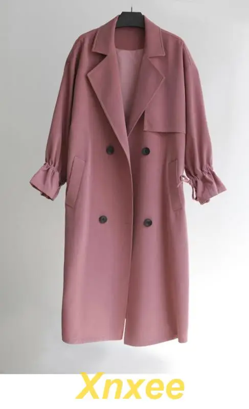 

2019 New Hot Spring Autumn Overcoats Women Trench Coats Long Sleeve Fashion Turn-Down Collar Overwear Clothing Xnxee