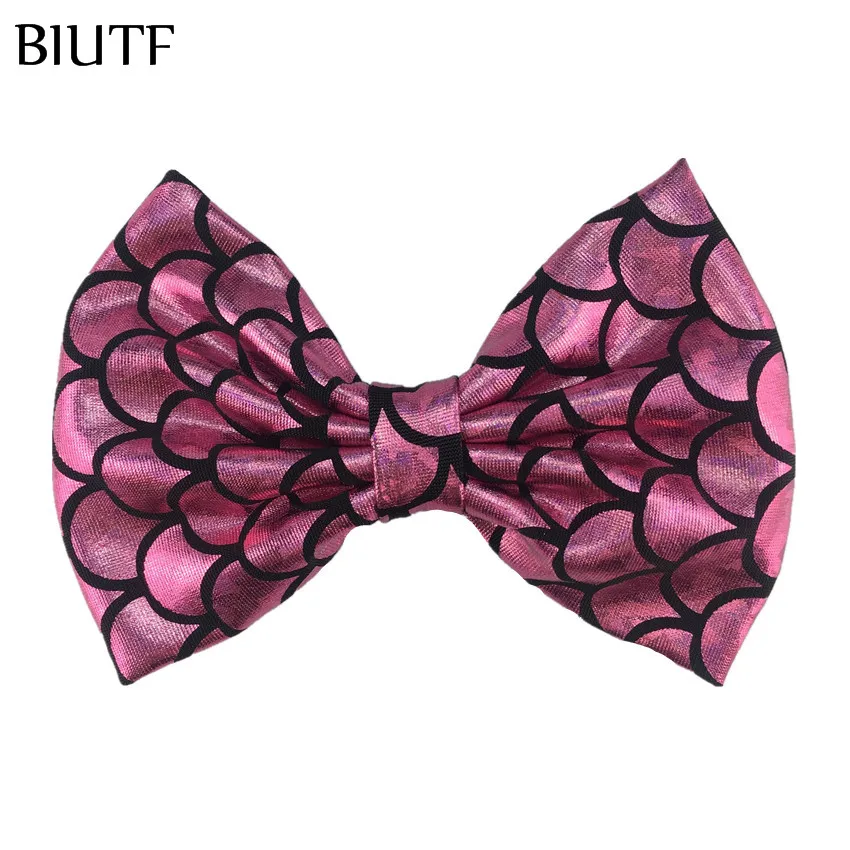 8-m pink 5 шт./лот, 5 дюймов, шикарный тканевый бант для волос русалки, мягкий большой бант с принтом, заколка для волос, милые аксессуары для волос HDJ155 - Цвет: 8-m pink