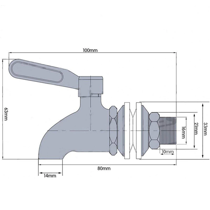16 мм бочонок для вина водопроводный кран из нержавеющей стали пива дубовый