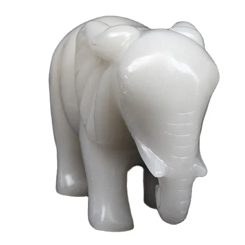 

Chinese Hand-carved Natural Natural White Jade Elephant Mascot Feng Shui Ornament Jade Ornament