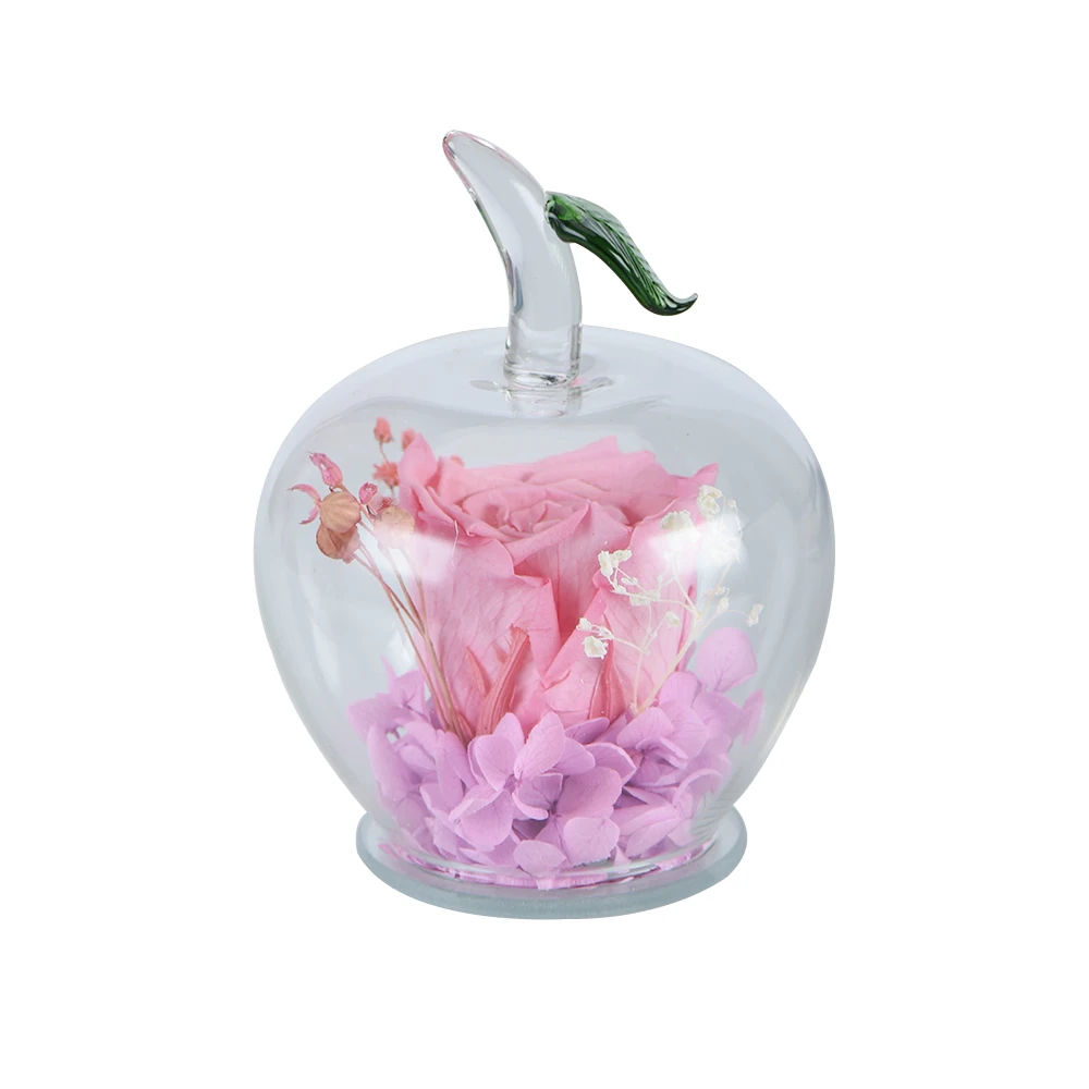 2020-Dropshipping-Preserved-Rose-Artificial-Immortal-Flowers-In-Apple-shaped-Glass-Dome-Christmas-Valentine-s-Day (2)