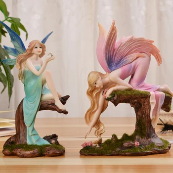 

New Creative Cute Girls Resin Elf Angel Ornaments Home Furnishing Decoration Crafts Bar Office Desk Fairy Statue Figurines Decor