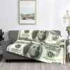 Benjamin Franklin 100 Dollar Bill Knitted Blankets Fleece Money Pattern USA Warm Throw Blankets for Car Sofa Couch Bedspread 1