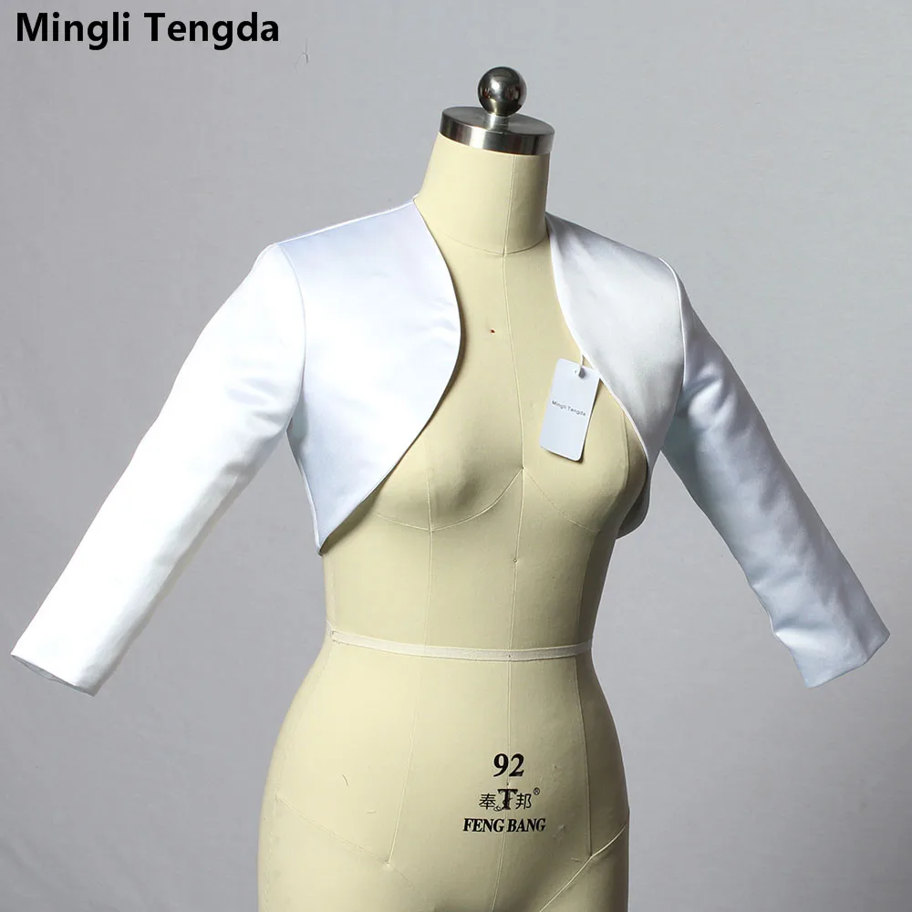 New White/ Ivory Satin Fashion Half Sleeve Wedding Jacket Made Bolero Wedding Accessories Cape Mariage Bridal Wraps