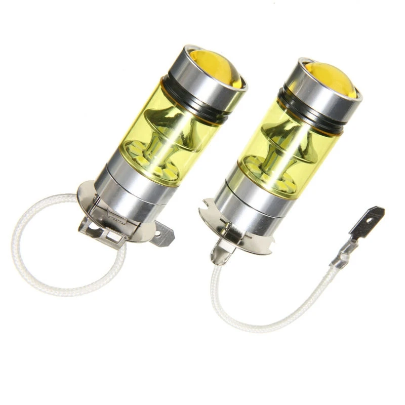 2 шт. H3 100 Вт 2828SMD светодиодный супер яркий автомобильный противотуманный светильник, задний светильник, желтый 12-24 В, длительный срок службы