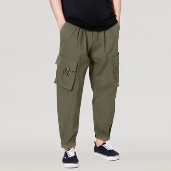 

Fashion Tide Brand Men Cotton Leisure Pants Motion Shorts Directly Canister Overalls Male Nine Part Pants Big Pocket Pants