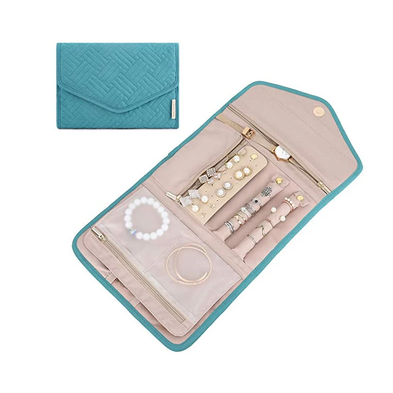 

Travel Jewellery Organizer Bag Ring Earrings NecklacePackaging Jewelry Storage Roll Portable Small Bags for Gift Custom Logo Box
