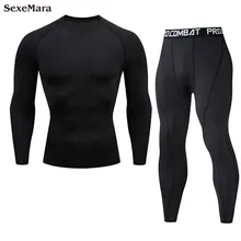 Новые зимние комплекты термобелья для мужчин, быстросохнущие, анти-микробные, тянущиеся, мужское термобелье, мужские теплые кальсоны для фитнеса