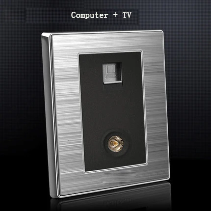 Computer TV 86 Тип 1 2 3 банда 1 2 способ яркий переключатель настенная розетка со светодиодной щеткой из нержавеющей стали Переключатель Французский Немецкий Великобритания электрическая розетка - Цвет: Computer TV