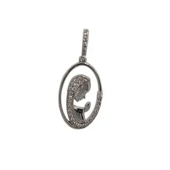 

Medal Virgin nina oval white gold glitter with zircons