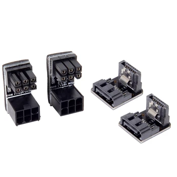 

4 Pcs Atx 6Pin Female to 6Pin Male 180 Degree Angled Power Adapter & Sata 7Pin Female to 7Pin Male 90 Degree Angled Adapter Main