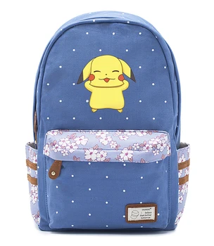 

2020 Anime Fat Cat Canvas Bag Flowers Wave Point Rucksacks Pikachu Backpack Girls Women Student School Bags Travel Shoulder Bag