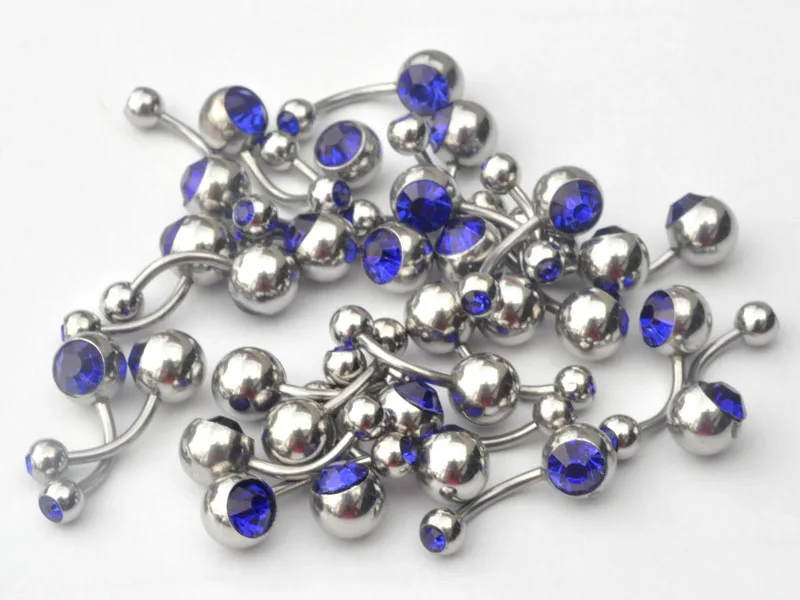 Clear crystal rhinestone belly ring 10pcs