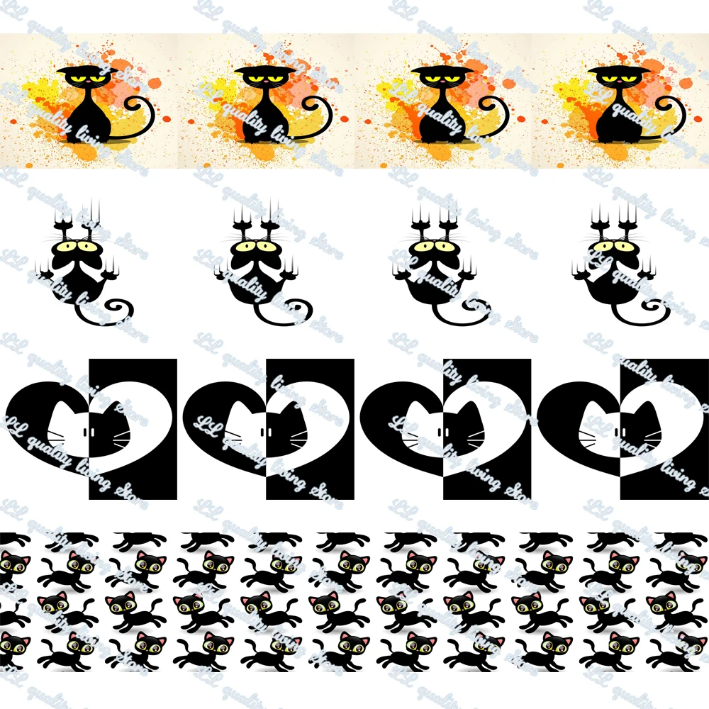 

WL 16-75MM Black Cat Printing Grosgrain Ribbon Gift Wrap Bowknot Party Decoration Craft Supplies Wholesale Dog Animal Collar