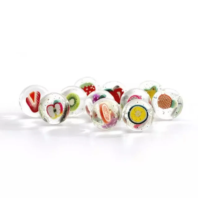 10pcs/lot Funny Fruits Clear Rubber Bouncing Bouncy Balls Floating Juggling Jumping Outdoor Sports Toys for Baby Kids Gift 25mm 3