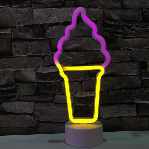 Светодиодный неоновый светильник, теплый белый настенный художественный знак, светильник s модель, лампа для спальни, украшения для дома, вечерние, праздничный декор, 5 В, USB/на батарейках - Испускаемый цвет: ice cream B