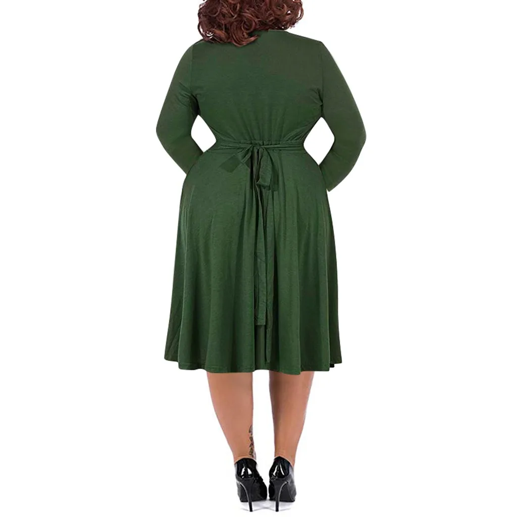 Женское платье vestidos de verano vestido vadim ropa mujer платья vestidos verano mujer rob повседневное однотонное L-5XL с длинным рукавом Z4