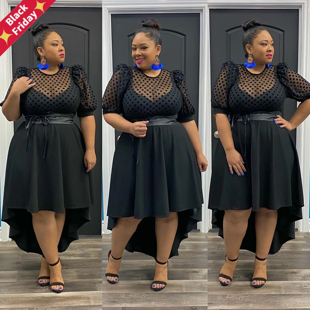 6XL Plus Size Black Dress For Women 