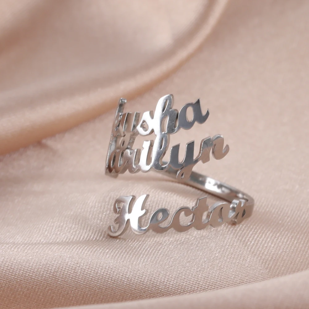 Stainless Steel Customized Name Ring For Women Personalized Family Name Rings Jewelry Couple