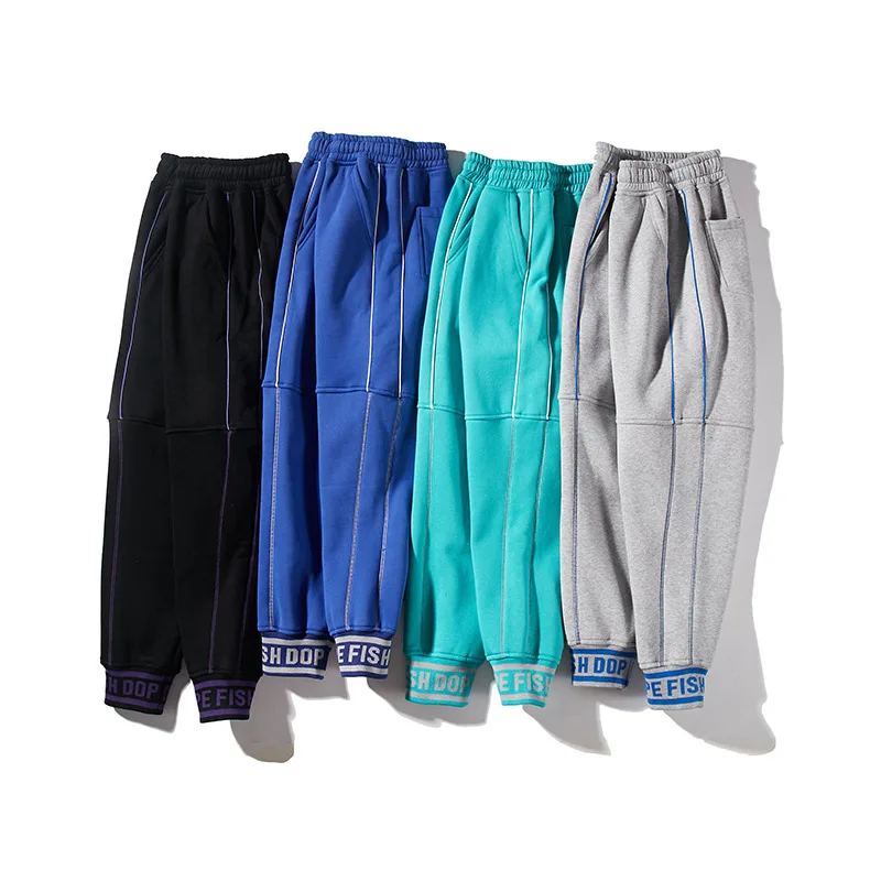 

City Where the Product 2019 Winter New Style Origional Japanese-style Men's Printed Letter Men plus Velvet Lace-up Casual Pants