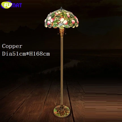 Copper Peach Торшер FUMAT Tiffany, 20 дюймов, Витраж, яблоко, роза, виноград, цветок, рисунок, медная рамка, светильник, домашний декор, мозаика - Цвет абажура: Copper Peach