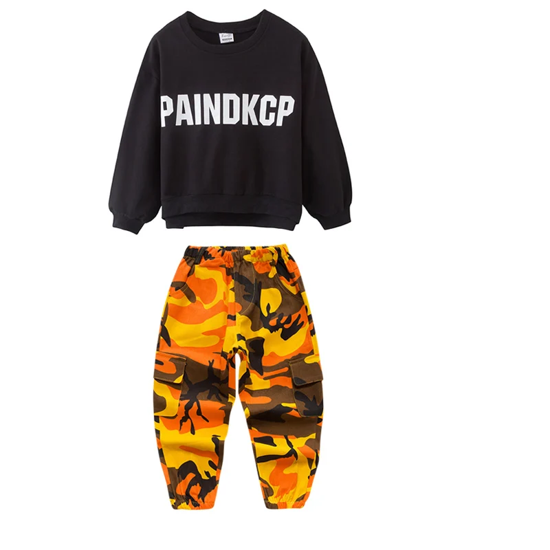 2pcs Костюм для джазовых танцев для мальчиков, одежда в стиле хип-хоп, Повседневная рубашка, камуфляжные штаны, одежда для бальных танцев, сценическая одежда SL2026 - Цвет: 2pcs