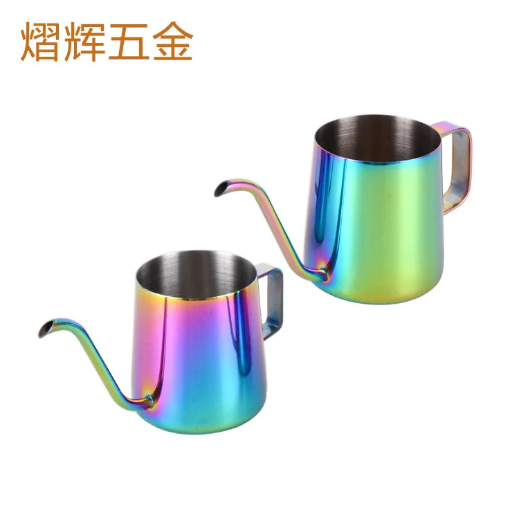 

Colorful Stainless Steel Hanging Ear Coffee Pot Electroplated Teflon Coffee Hand Wash Pot with Small Entrance Hand Wash Pot