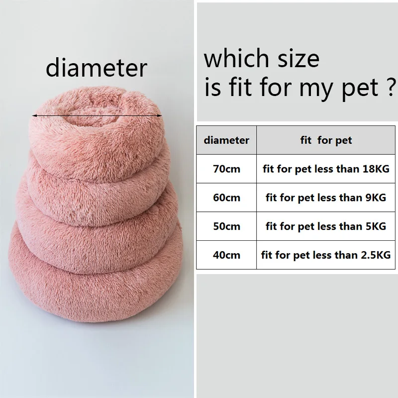  Round Plush Cat Bed House Soft Long Plush Cat Bed Round Pet Dog Bed For Small Dogs Cats Nest Winter