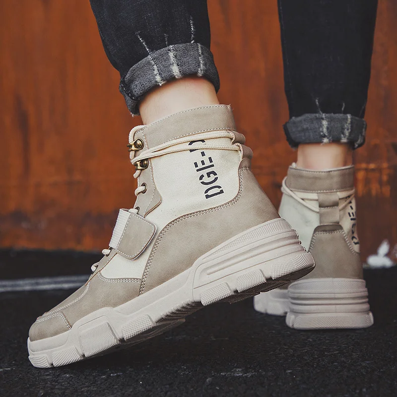 

LASPERAL 2019 High Quality Fashion Winter Men's Boots Warm Working Boots Lace Up Men's Desert Boots Round Toe High Top Shoes