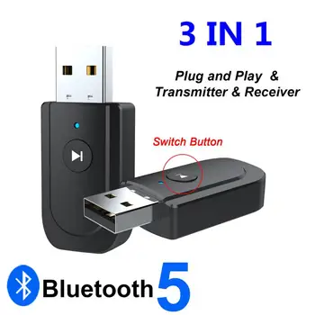 

Audio Transmitter Receiver Adapter 3 in 1 USB Bluetooth 5.0 for TV PC Car AUX BT