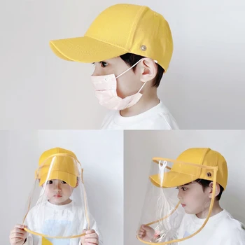 

Children Kids Anti Saliva Baseball Cap Outdoor Daily Protective Hat Travel Transparent PVC Face Cover Mask Splash Proof