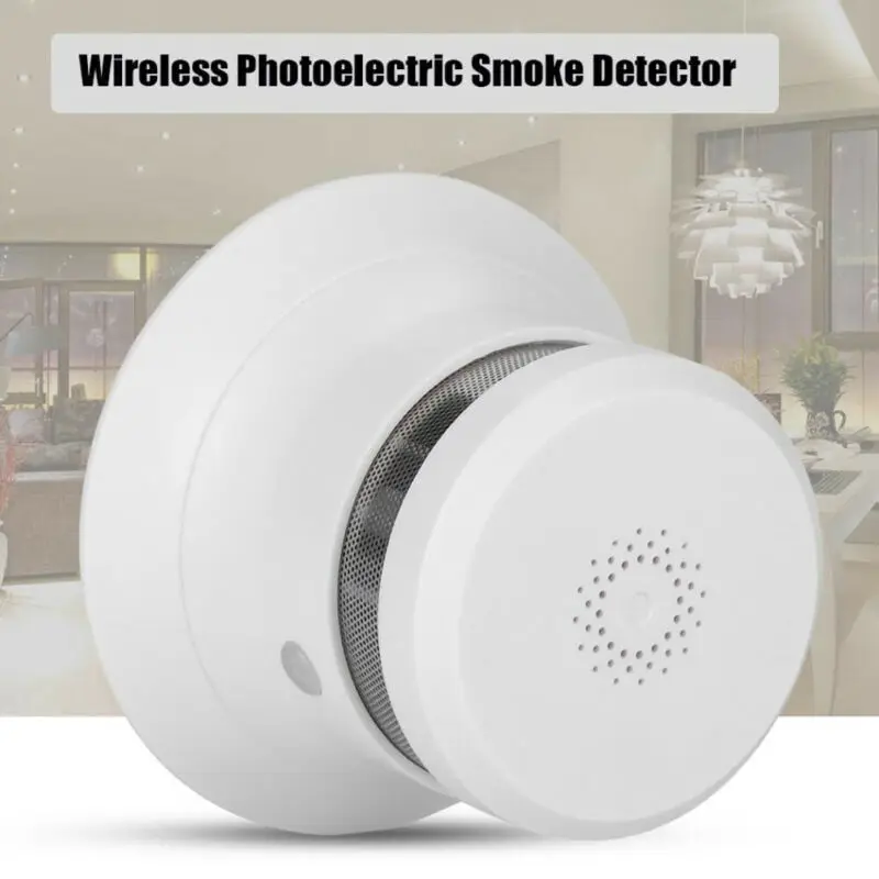 Wireless Photoelectric Smoke Detector Fire Alarm Sensor System Cordless Optical Acoustic Alarm Home Security