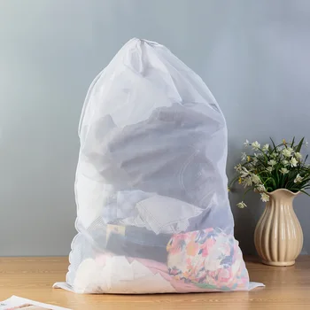 

Drawstring Laundry Bag Adjustable Solid Color For Home Organistion and Storage Mesh Bags