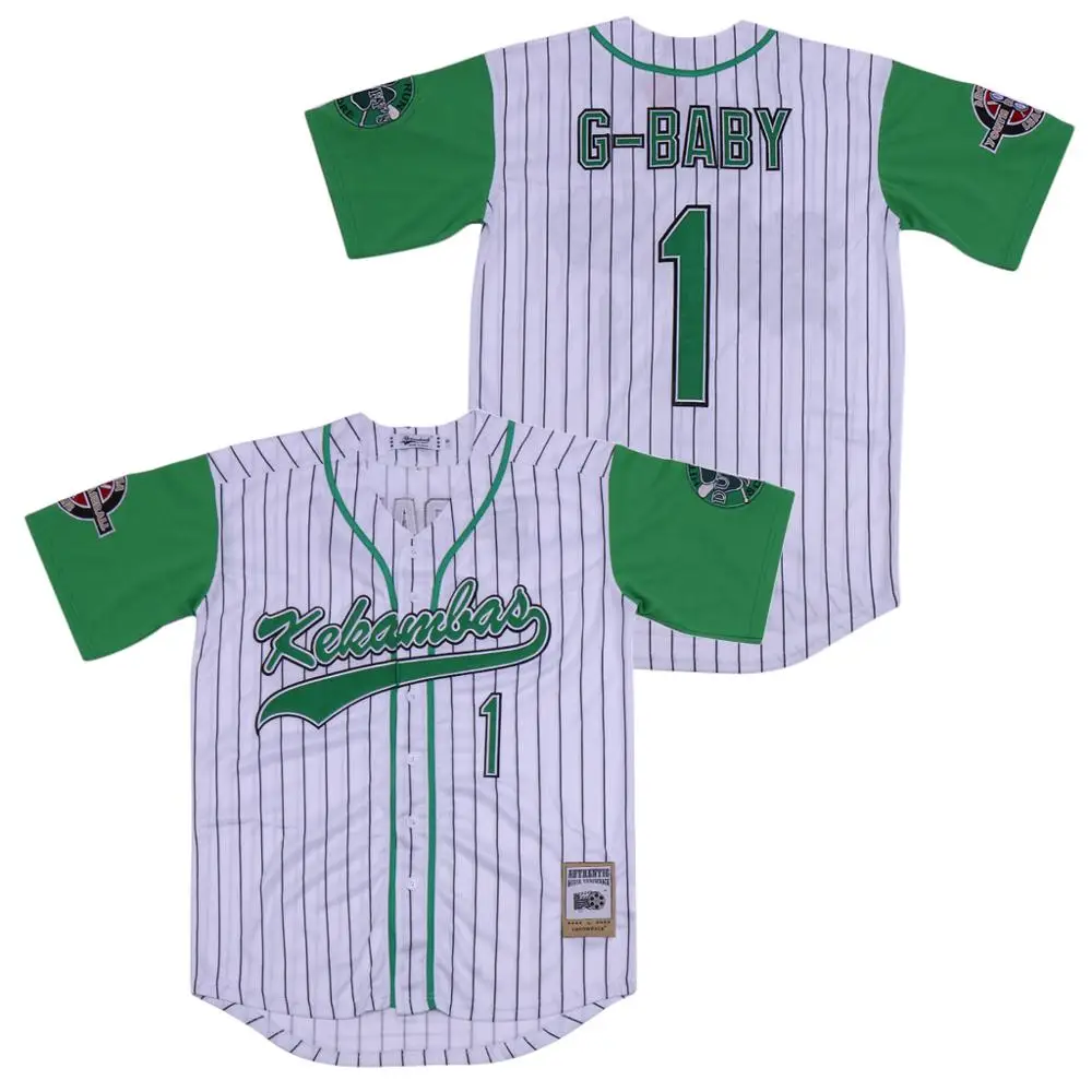 Throwback Jersey Kekambas 1 G-BABY Baseball Jerseys Color White Pinstriped High Quality Wholesale Sports Wear