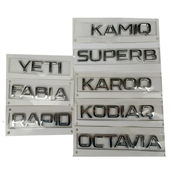 

New Silver Car Sticker 3D ABS Emblem Chrome Logo For Skoda Octavia 2 A7 A5 Kodiaq Superb 2 Fabia 2 Yeti Rapid 4X4 TSI YETI KAROQ