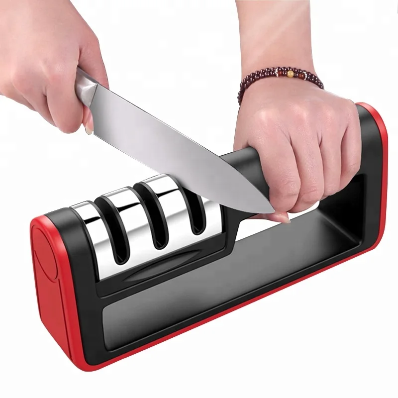 3 Stage kitchen Handheld knife sharpener for Straight and Serrated