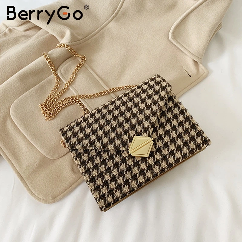 BerryGo, элегантная клетчатая кожаная сумка на плечо, Женская Роскошная офисная сумка с карманами, модная Осенняя зимняя дорожная сумка через плечо, ручная сумка
