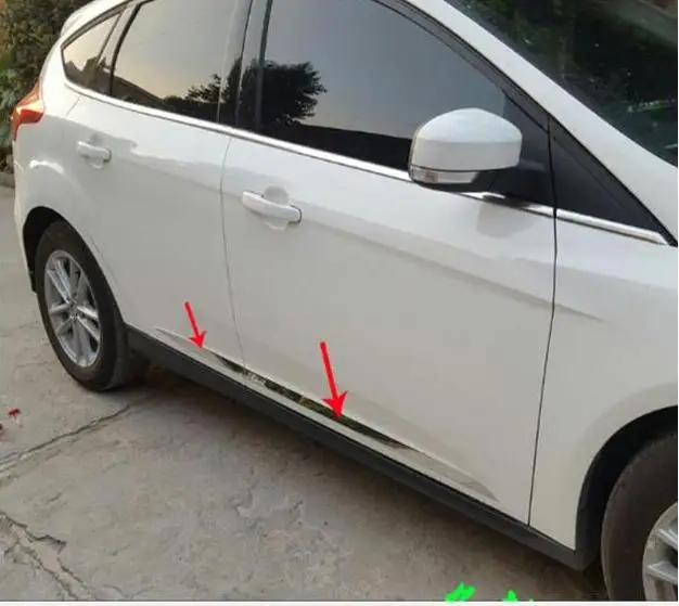 Car door panel trim strips Fit 2012 2013 2014 2015 for Ford Focus Mk3 Chrome Door Side Body Molding Line Garnish Cover Trim Strip Protector 4pcs