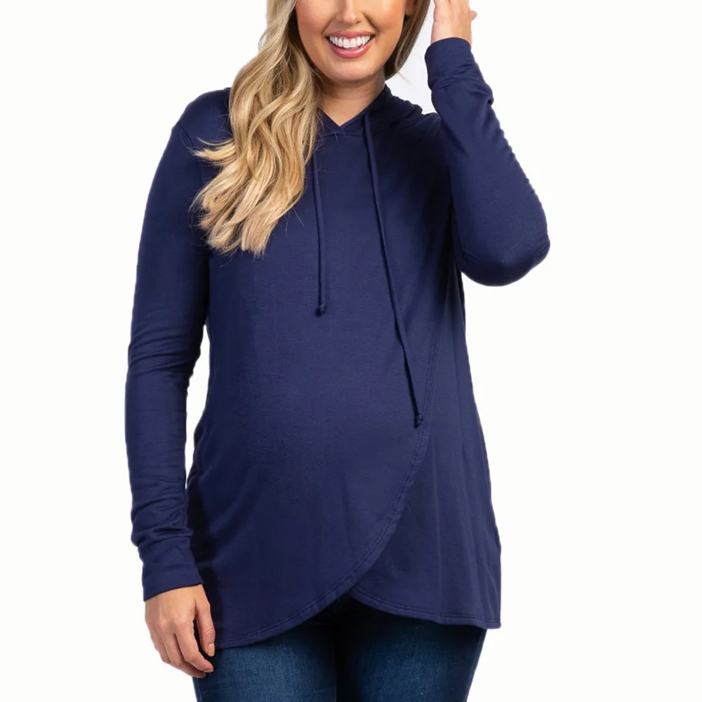 Oeak Одежда для беременных; толстовка с капюшоном; женская рубашка для грудного кормления с длинными рукавами; осенняя одежда для беременных