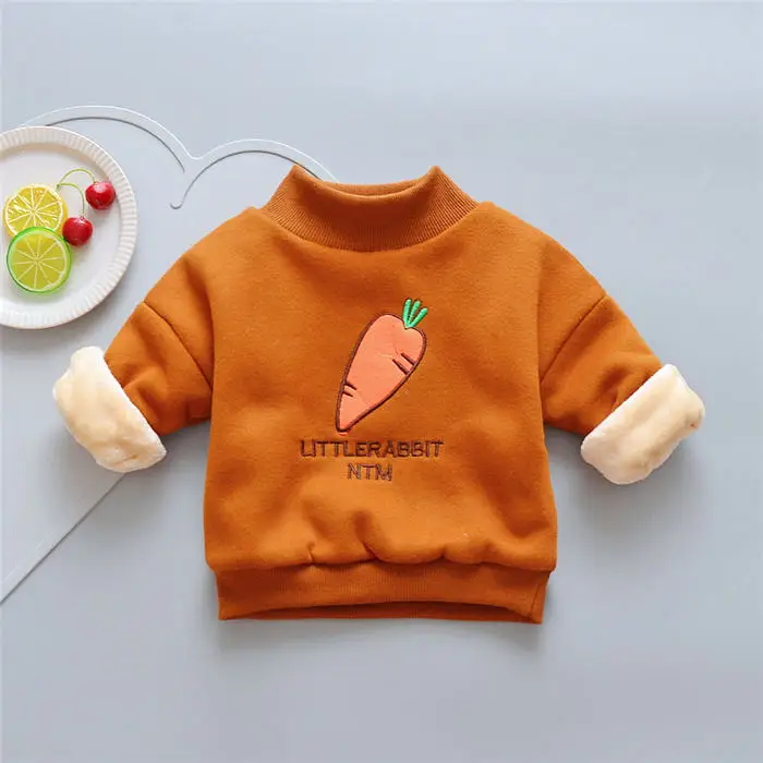 BibiCola/Детские свитера; зимние теплые свитера с рисунком для девочек; Верхняя одежда для детей; бархатные пуловеры для маленьких девочек; свитер для девочек - Цвет: Оранжевый