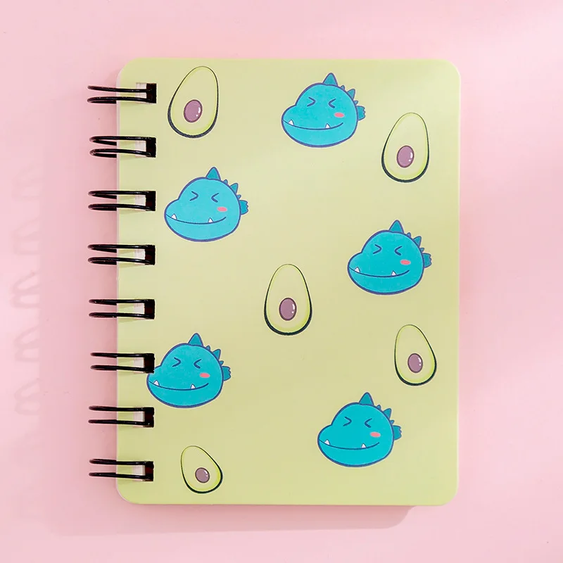 Kawaii милый мультфильм Клубника динозавр мини спираль A7 тетрадь ежедневник еженедельник записная книжка время Органайзер школьные принадлежности - Цвет: Avocado dinosaur
