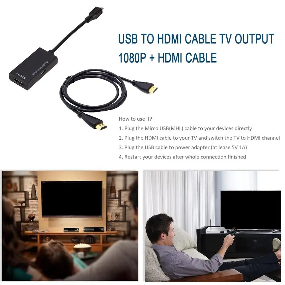 Micro USB к HDMI Кабель-адаптер для мужчин и женщин 1080P HD для MHL устройства Адаптеры HDTV для samsung для huawei с 3M HDMI кабель