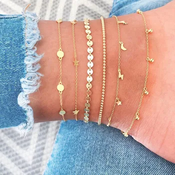 

Yobest 6PCS Ankle Bracelet Set Boho Jewelry Bohemian Gold Chains Infinity round Charm Bracelets For Women Anklet Foot