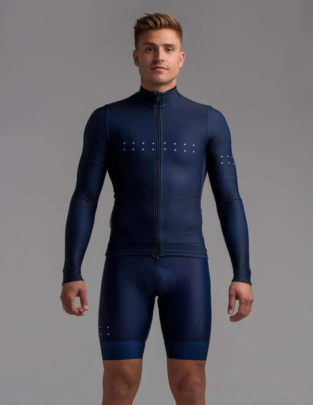 Chill Block Core thermal fleece long sleeve Cycling Jersey Road mtb cycling Clothing pro fit cut high density fabric_副本