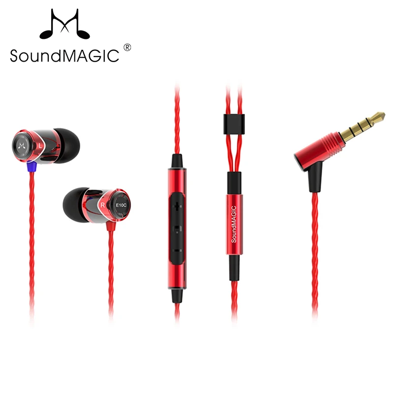Красный SoundMAGIC Sound MAGIC E10C наушники-вкладыши с микрофоном и функцией изменения громкости шумоизолирующие наушники-вкладыши Hi-Fi стерео наушники - Цвет: Красный