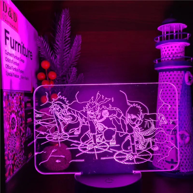 Anime 3d Light Anime Uzumaki Sasuke Haruno Sakura Figuras Naruto Lamp Acrylic Led Night Light for Bedroom Decor Manga Gifts